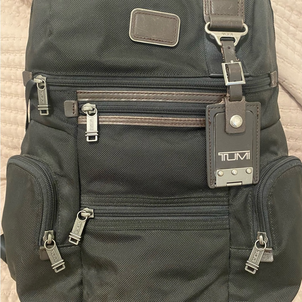 TUMI Charcoal Men's Backpack with Leather detail - Picture 14 of 16